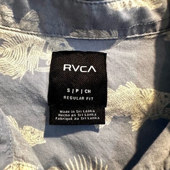 RVCA Light Blue Fish Pattern Casual Shirt - Picture 4 of 5